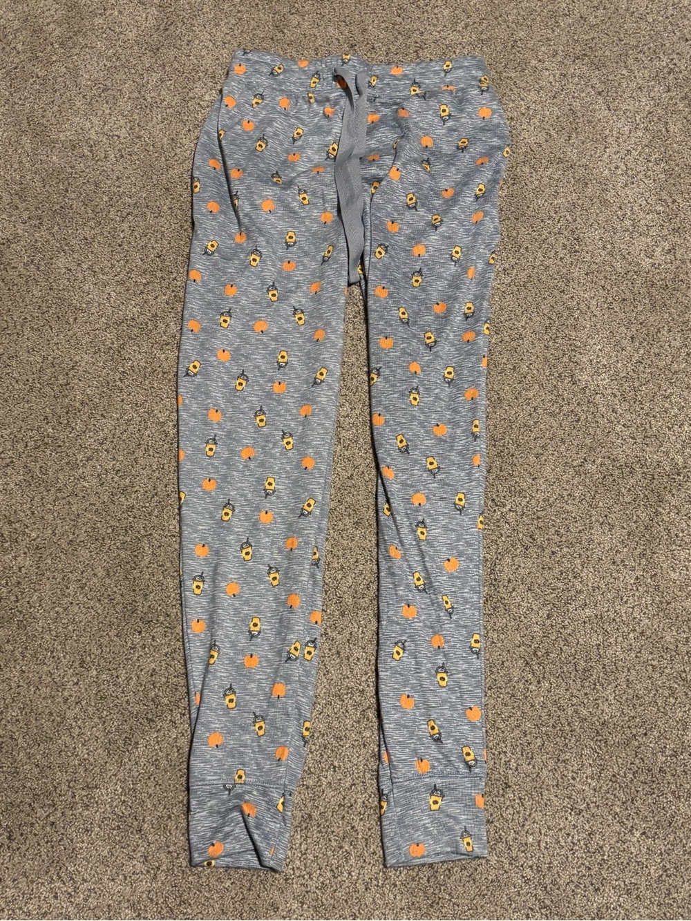 Women’s Gray Sleep Jogger Pants with pumpkin coffee fall Print